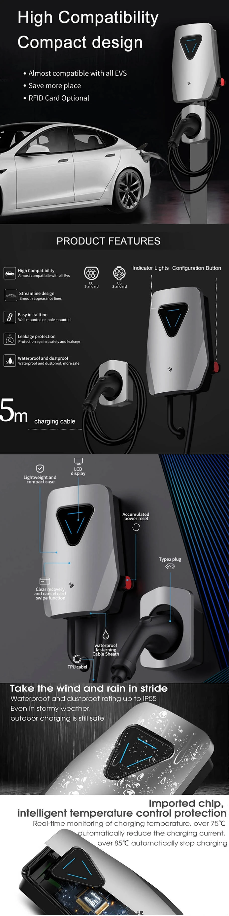 EV Charger Station 60-80kw Floor Standing DC Fast Charger EV Charger Station 60-80kw Floor Standing DC Fast Charger